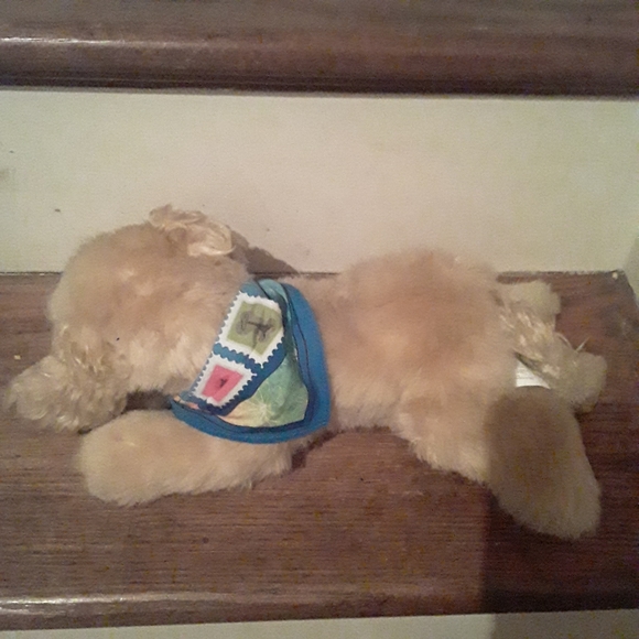 Little Brownie tan Cocker Spaniel laying down with bandana retired - Picture 3 of 4